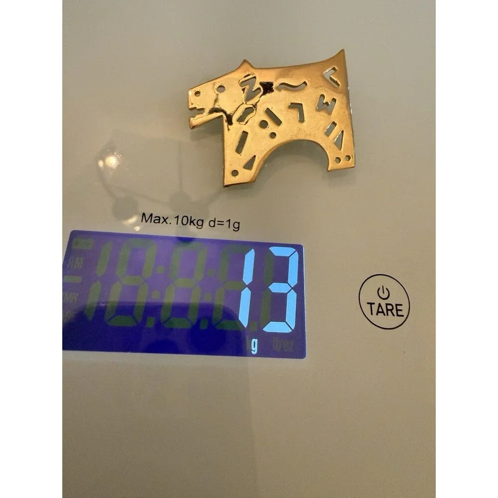 Vintage Gold Tone Modernist Abstract Animal Brooch Southwestern Style Pin